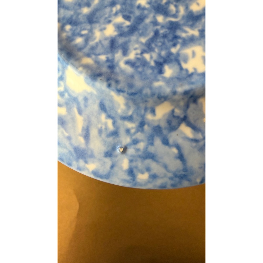 Stangl Pottery Blue White Spongeware Shallow Plate/bowl 6" Hand Painted USA - Picture 5 of 6
